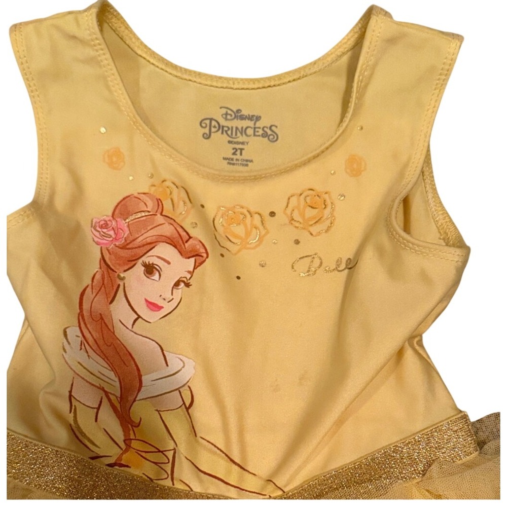 Disney Princess Belle Tutu Dress Yellow Gold Glitter Beauty and the Beast 2T - Picture 2 of 2